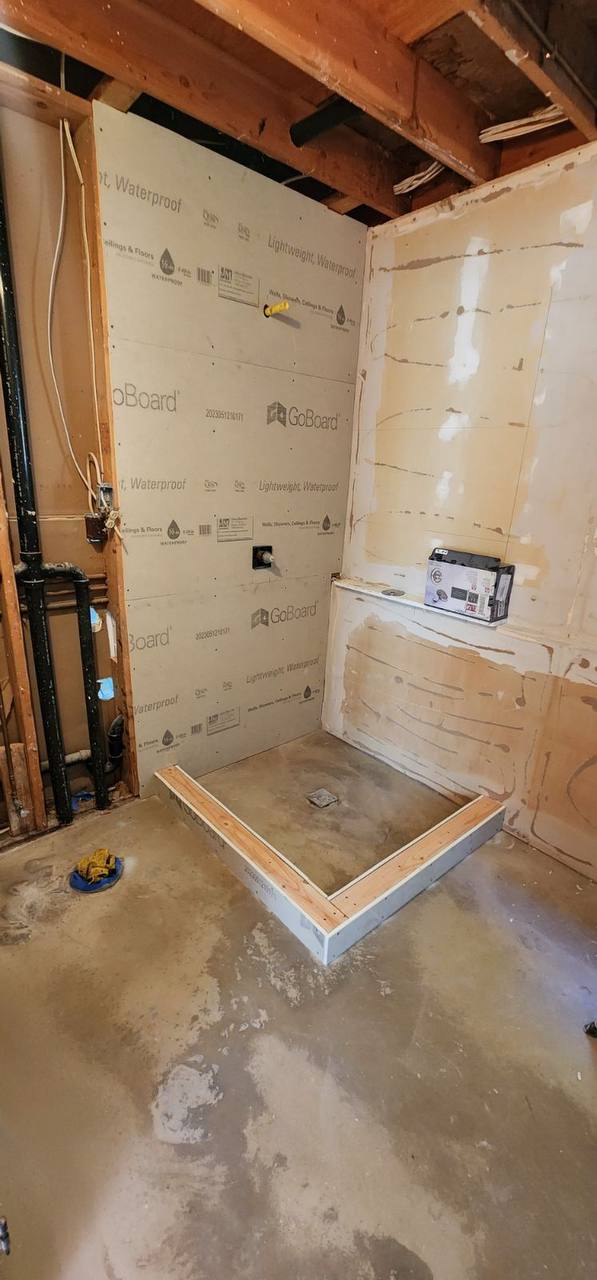 Bathroom Shower Pan Prep