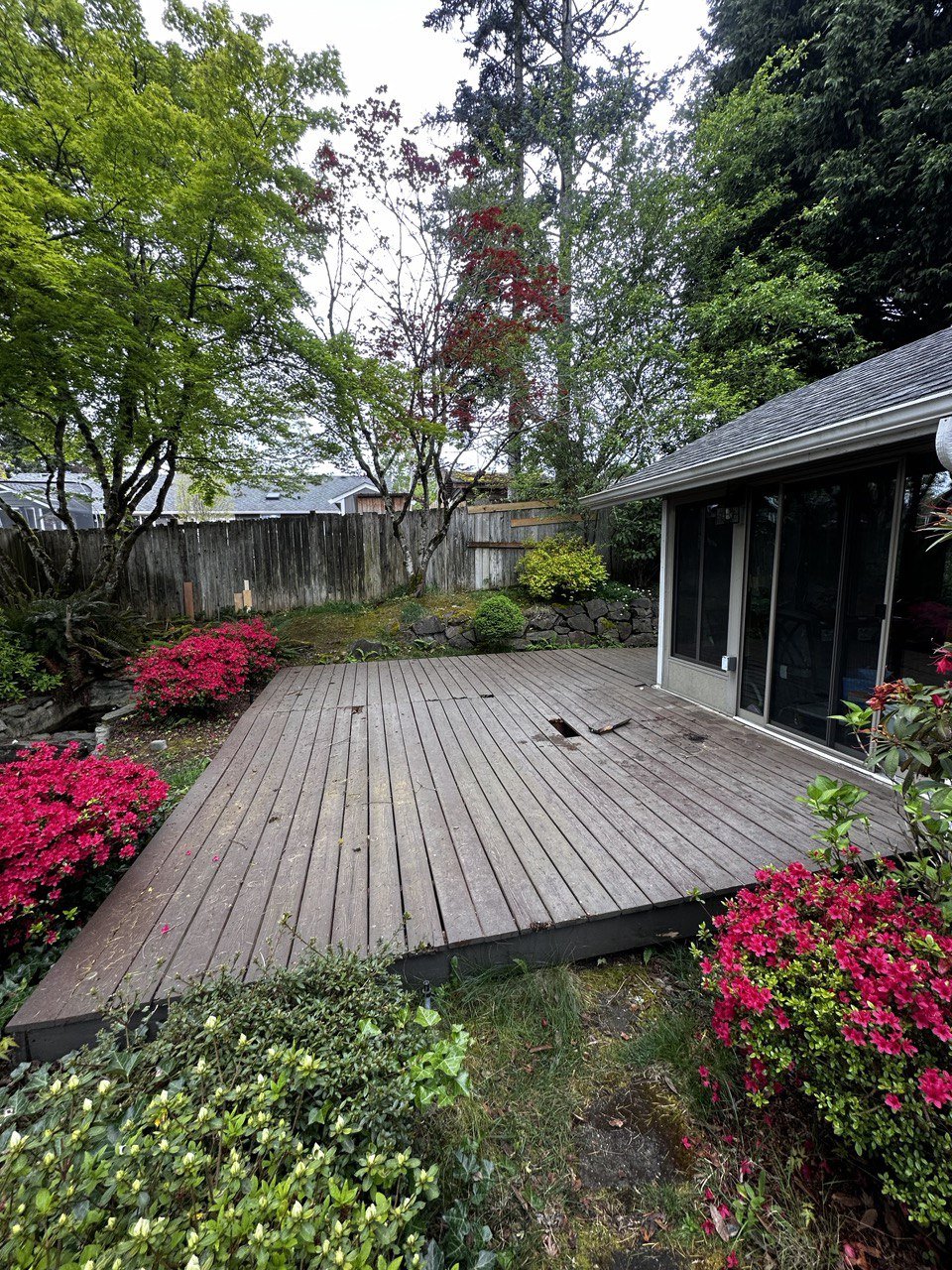Backyard wood deck residential