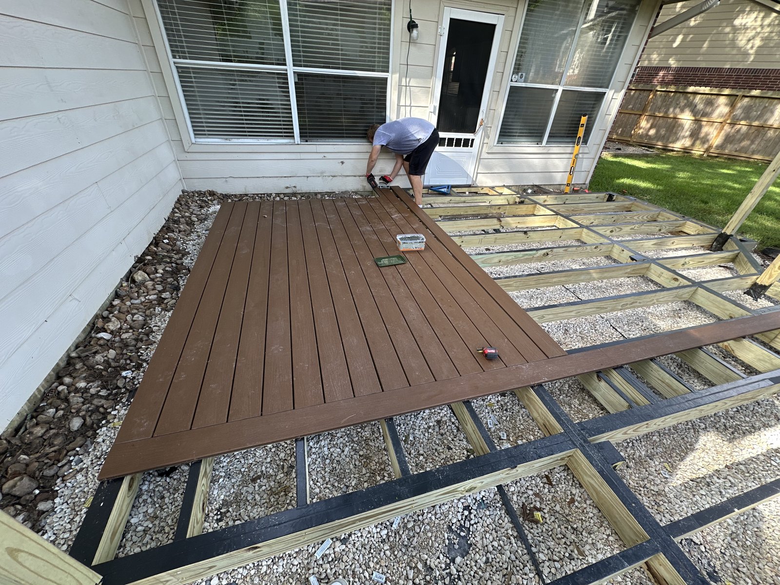 Composite deck install in progress Texas home