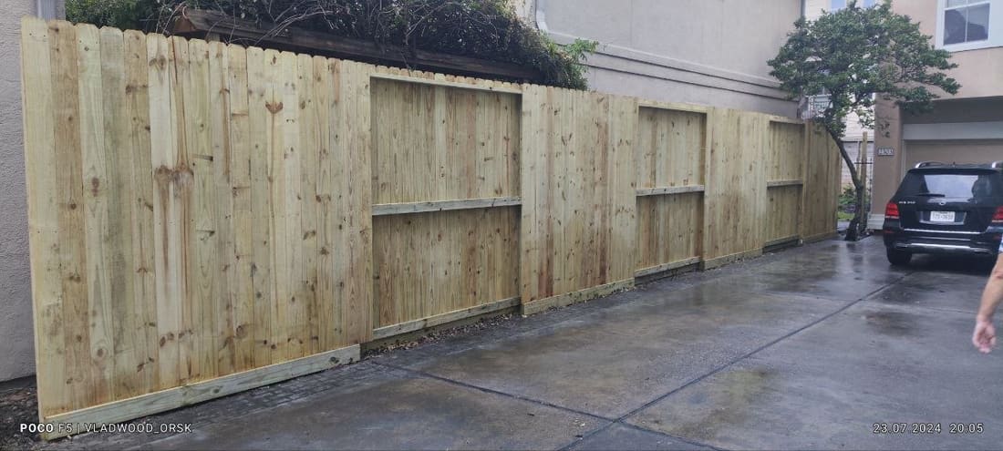 Completed cedar privacy fence