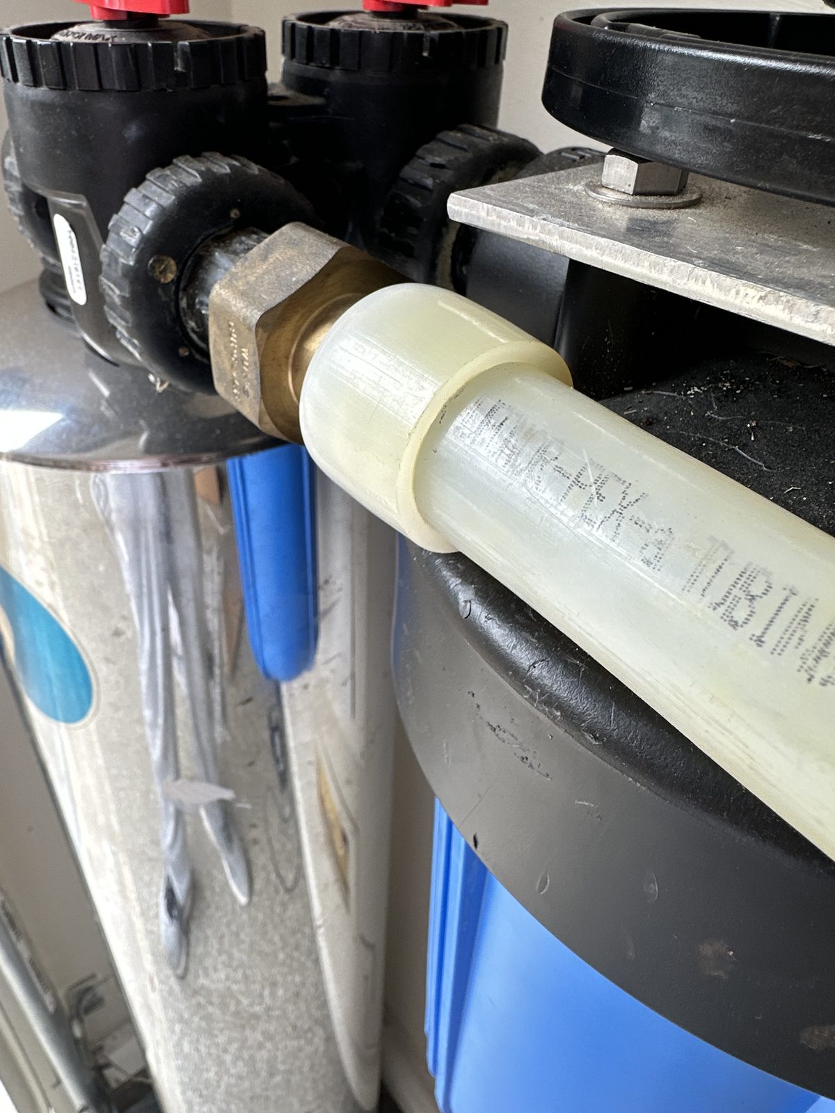 Whole-home water filter and plumbing fittings