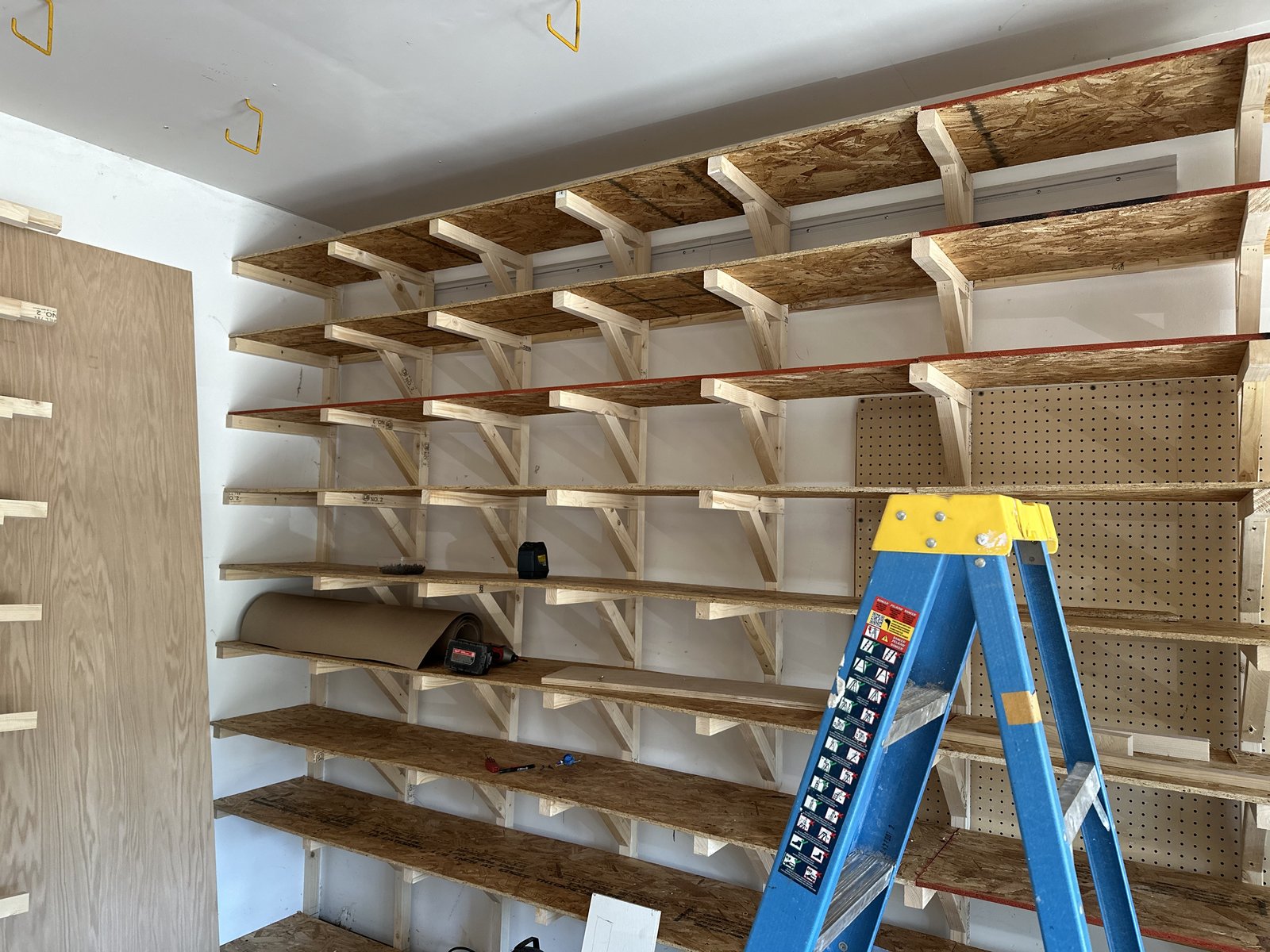 Custom built-in wood shelving
